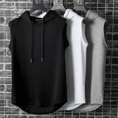 M-3XL regata masculina colete sem mangas camisetas com capuz masculino t camisa ginásio exercício esportes camisa de golfe estilo coreano casual cor sólida