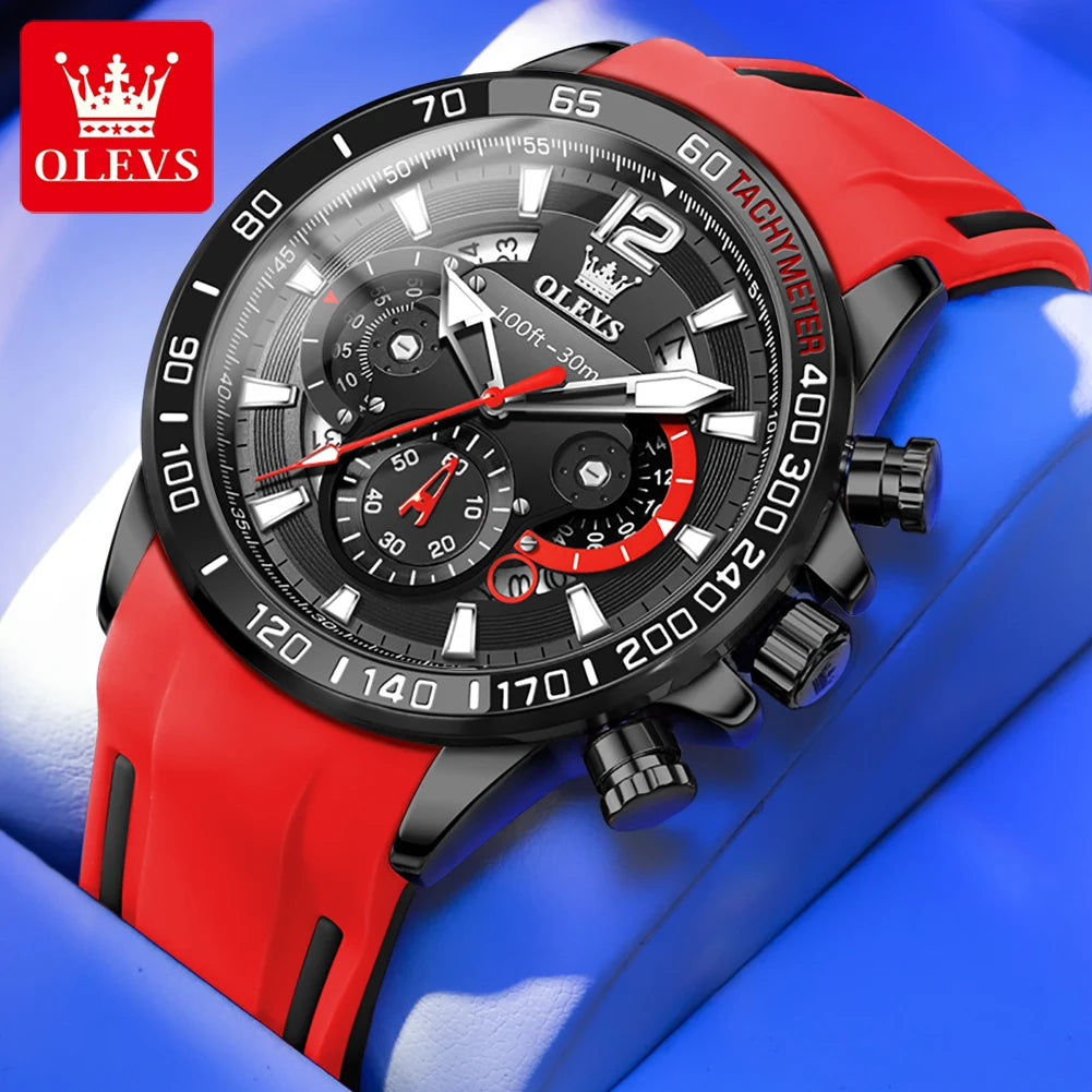OLEVS 9936 Men's Watch Original Brand Quartz Wristwatch Waterproof Luminous Watches For Men Stylish Design with Silicone Strap
