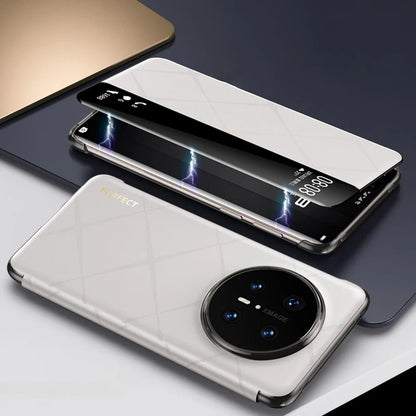 Genuine Leather Case For Huawei Mate 70 Pro Case Intelligent Window View Phone Protector For Mate70 Magnetic Flip Cover