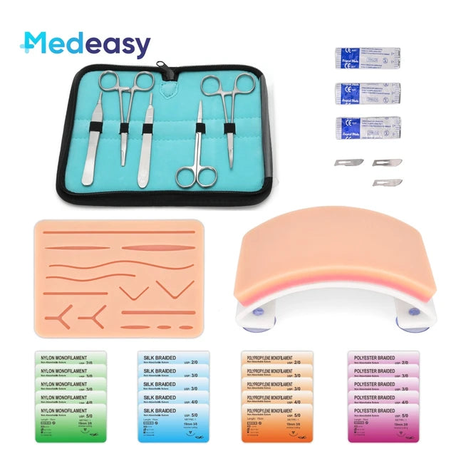 Medical Students Suture Practice Kit, Treinamento cirúrgico com almofada da pele, Modelo de ferramentas