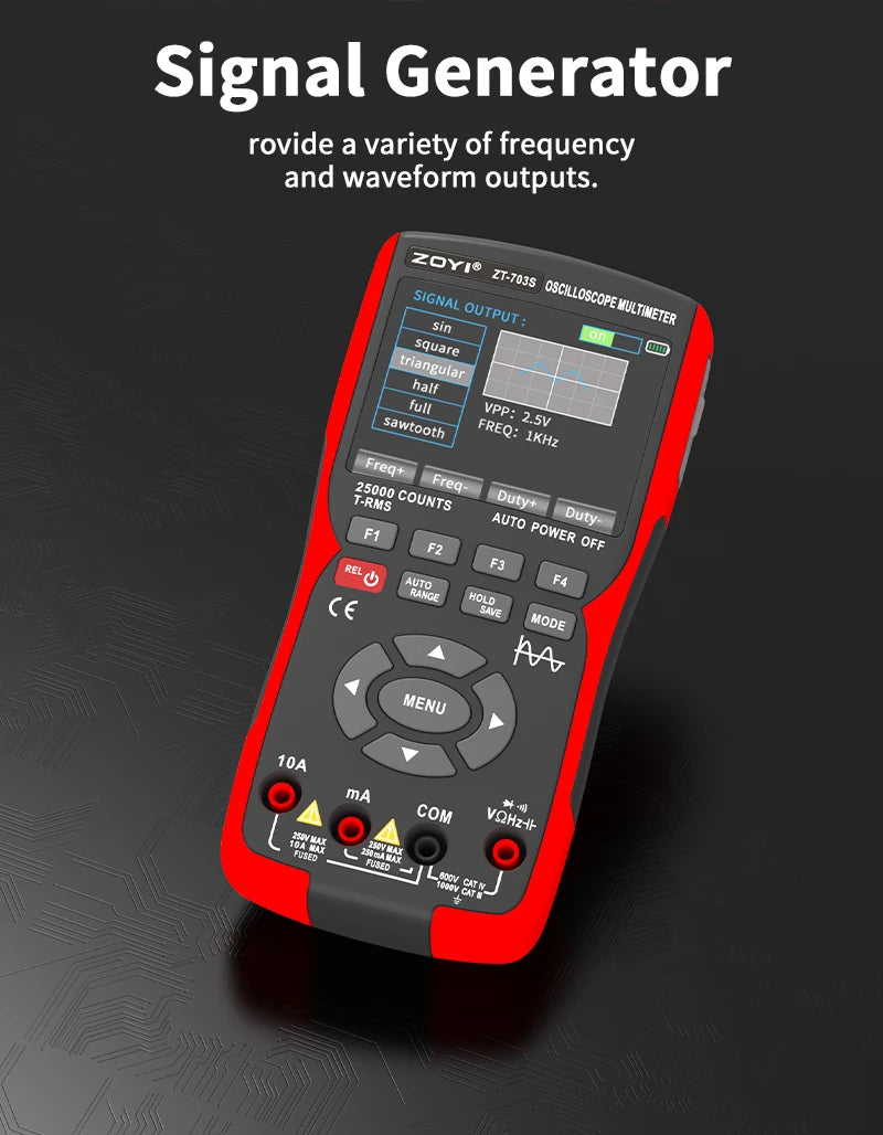 ZOYI ZT-703S Two-Channel Oscilloscope, Multifunction Signal Generator, 3-in-1 High-Precision Electrician Tool