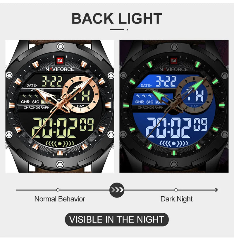 NAVIFORCE Digital Men Military Watch Waterproof Wristwatch LED Quartz Clock Sport Watch Male Big Watches Men Relogios Masculino