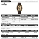 NAVIFORCE 6101 Casual Men's Quartz Watch Tonneau Dial Luminous Waterproof Silicone Strap Outdoor Sports Fashion Watches for Men