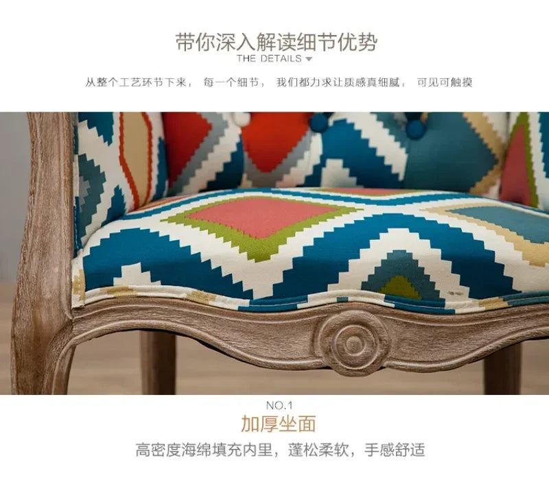 European Hotel Dining Chair, Leisure Sofa Chair, Solid Wood Antique Dining Chair, Living Room Leisure Sofa,Support Customization