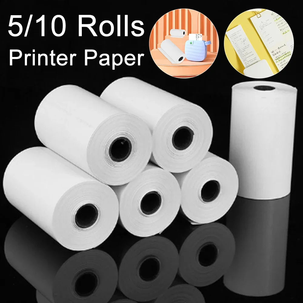 5/10 rollos de papel térmico para cámara, impresión blanca para niños, pulpa de madera, impresión instantánea, papel de liar para niños, accesorio para miniimpresora