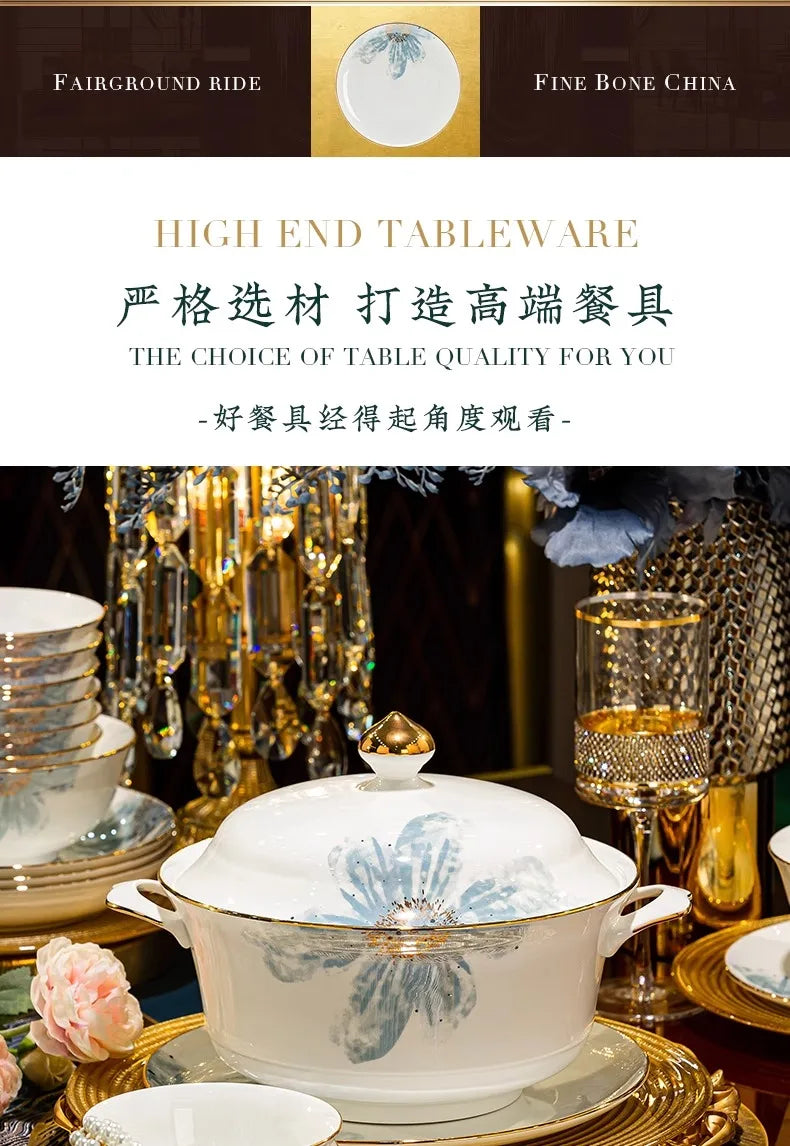 Gold Luxury Home Dinnerware Sets Gift Wedding Guests Party Kitchen Tableware Ceramic Christmas Vaisselle Cuisine Dinner Sets