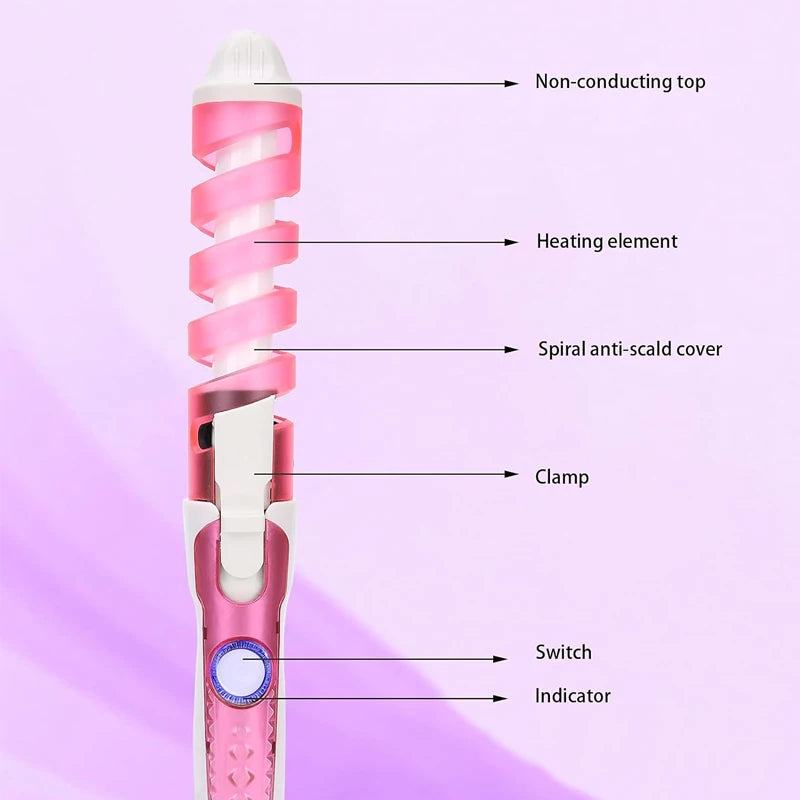 Rizador de pelo profesional, rizador de espiral mágico, varita rizadora de calentamiento rápido, moldeador de cabello eléctrico