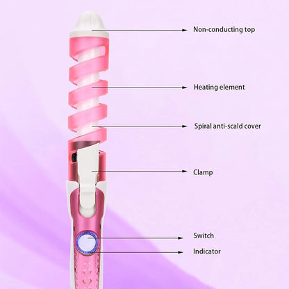 Rizador de pelo profesional, rizador de espiral mágico, varita rizadora de calentamiento rápido, moldeador de cabello eléctrico