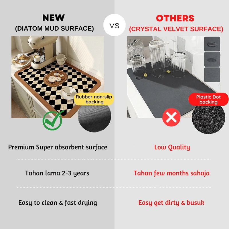 Super antiderrapante grande cozinha absorvente drenagem esteira super absorvente drenagem prato de café secagem rápida banheiro drenagem almofada