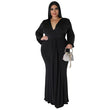 L-4XL Solid Long Sleeve V-Neck Irregular Elegant Plus Size Dresses For Women 2022 Sexy Prom Dresses Fall Clothes Dropshipping 