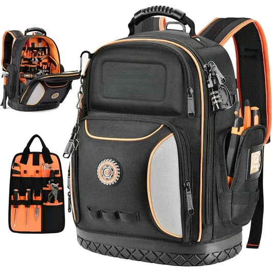 Tool Bag Backpack 75 Pockets &amp; Loops Heavy Duty Tools Organizer Bags/HVAC Tool Carrier for Electrician/Construction Work