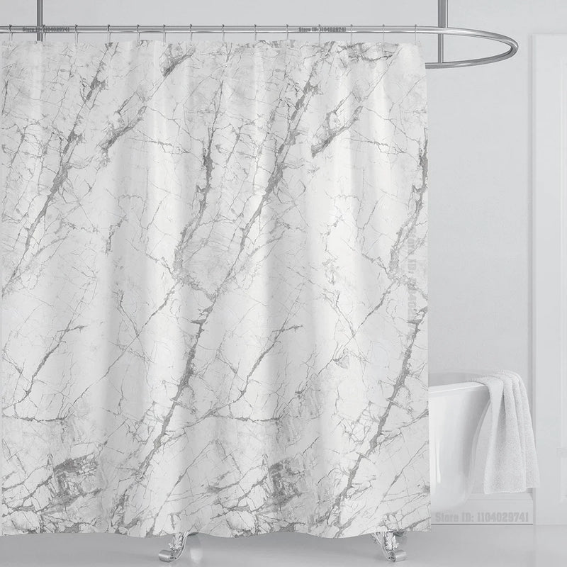 Cortina de ducha impermeable de mármol, cortina de ducha impermeable para decoración de baño, cortina de ducha impresa, lavable, con ganchos
