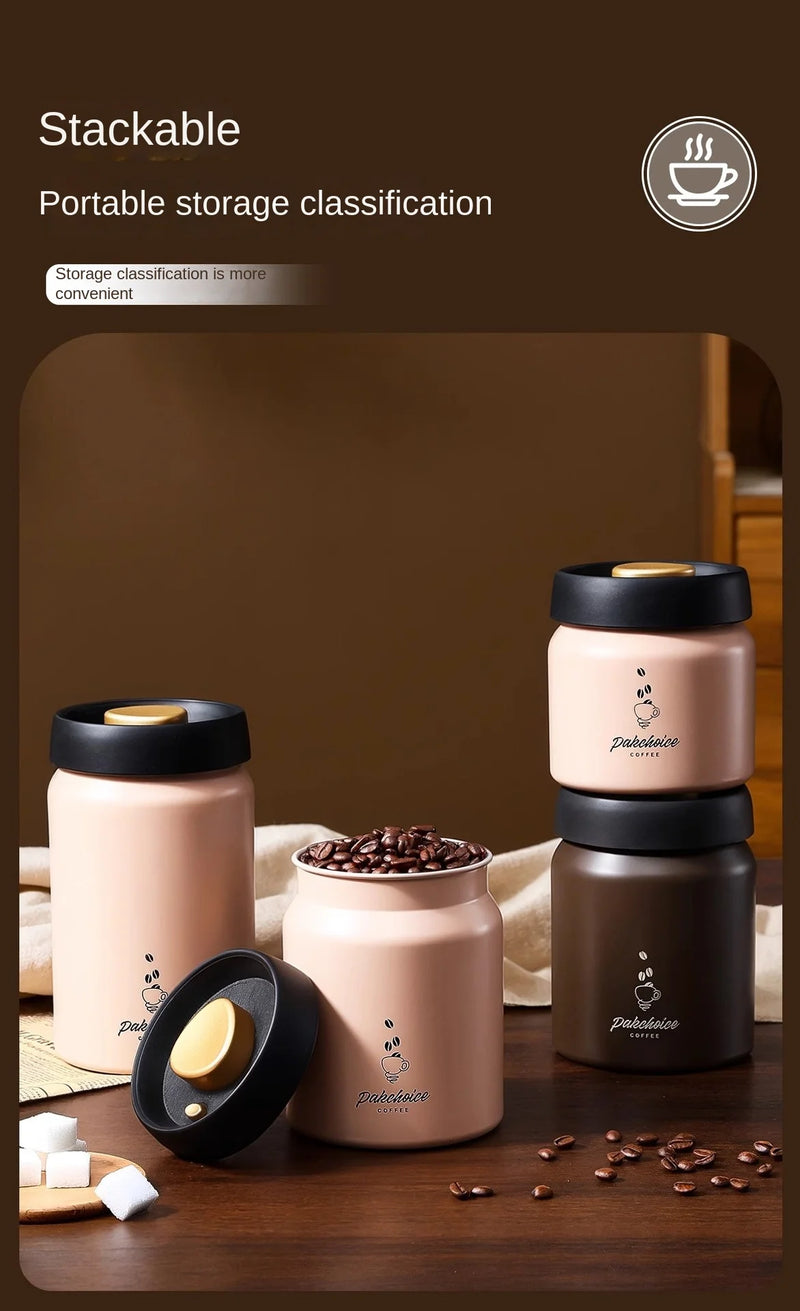 316 Stainless Steel Vacuum Coffee Storage Container Airtight Light-proof Tea Spice Food Storage Jar Kitchen Tool