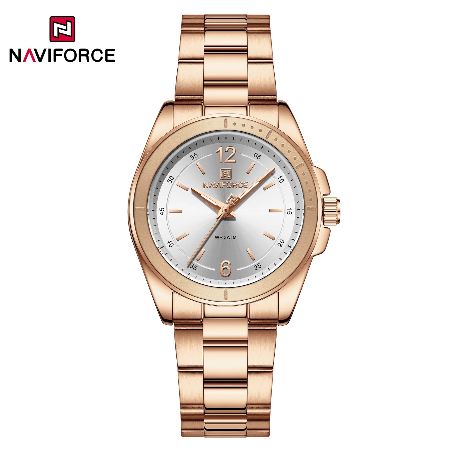NAVIFORCE Women Watches Stainless Steel Sports Fashion Watch Waterproof Ladies Classic Wrist Watch Simple Luminous Girl Clock