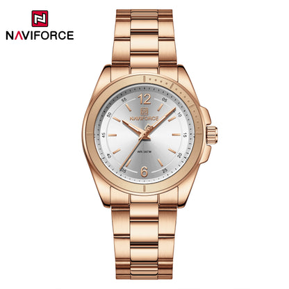 NAVIFORCE Women Watches Stainless Steel Sports Fashion Watch Waterproof Ladies Classic Wrist Watch Simple Luminous Girl Clock