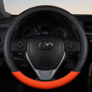 PU Leather Contrast Colour Car Steering Wheel Cover  Sweat Absorbent, Wear Resistant and Non-slip, Universal in All Seasons