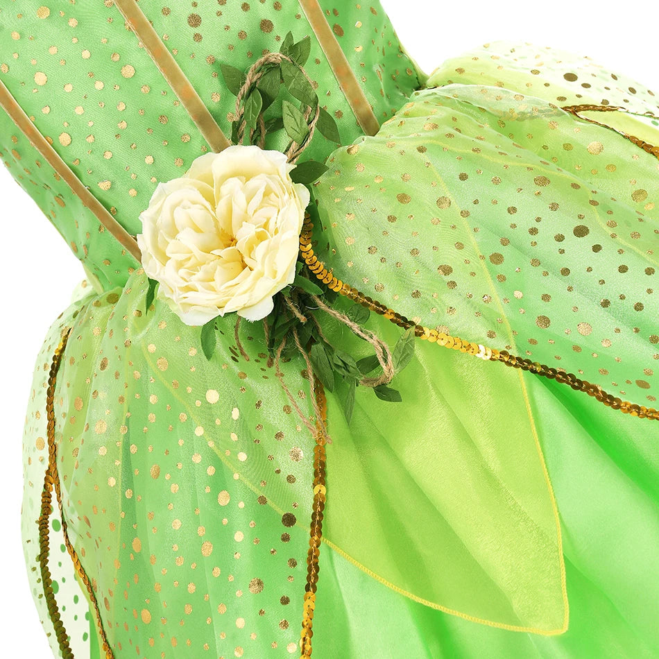 Vestido de Fada Sininho (Tinkerbell) para Meninas – Fantasia de Princesa Fada das Flores para Cosplay e Festas de Natal