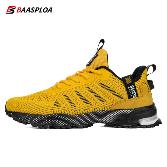 Baasploa Men's Running Shoes Mesh Breathable Sport Shoes For Men Fashion Lightweight Casual Sneakers Non-Slip Lace-Up Plus Size 50