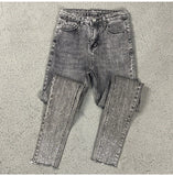 Spring Summer 2024 New Fashion Harem Denim Pants Female Rhinestones Korean Version High Waist Slim Elastic Jeans Pencil Pants
