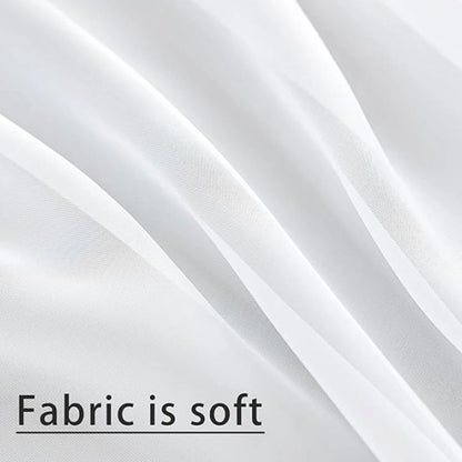 2PCS, Sheer White Curtains 2 Panels Set,  Rod Pocket Voile Fimly Sheer Drapes for Living Room/Bedroom