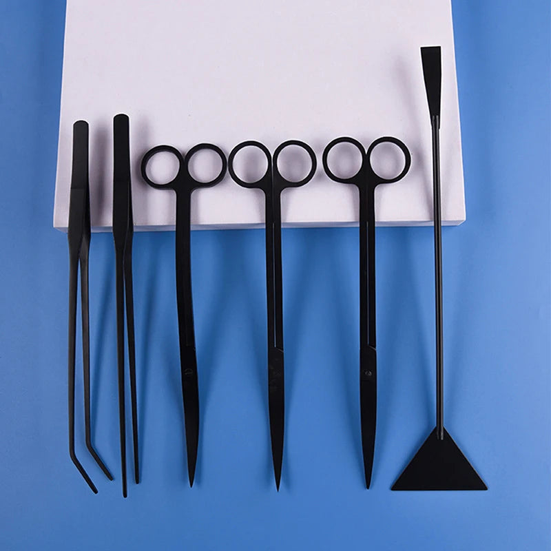 4/5/6PC Stainless Steel Aquarium Fish Tank Aquatic Plants Tool Set Tweezers Long Tweezers Scissors Spatula For Fish Starter Kits