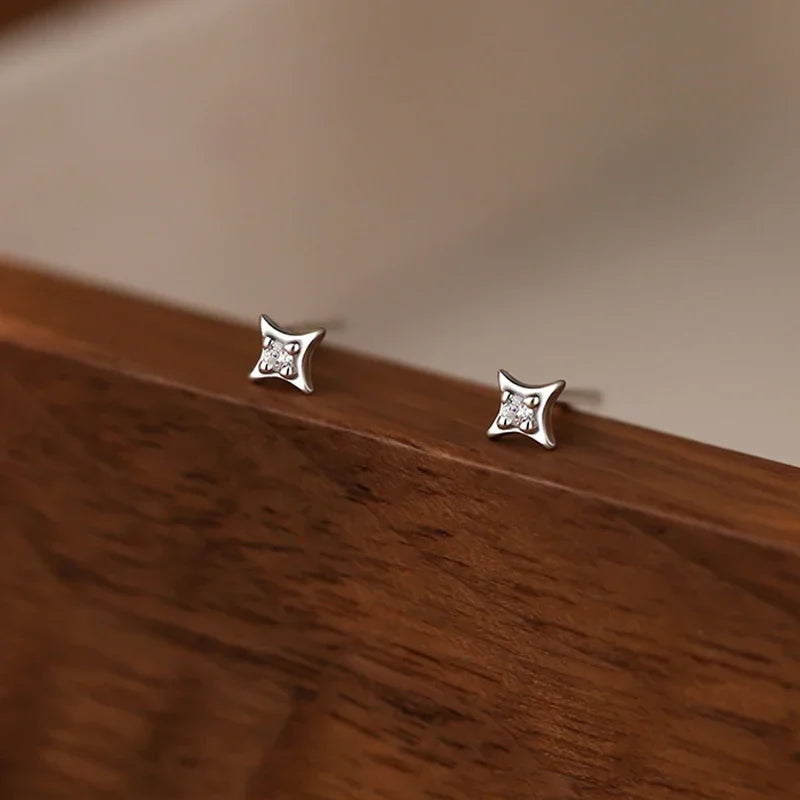 Softpig real 925 prata esterlina zircão 4mm estrela minúsculos brincos para mulheres jóias finas minimalista orelha buraco cuidados acessórios