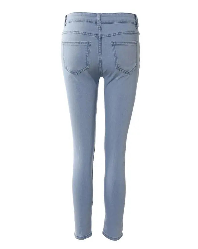 Pants for Woman 2023 Spring Casual Denim Zipper Fly High Elastic Skinny Pencil Jeans Fashion All-Match Female Trousers