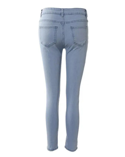 Pantalones para mujer Primavera 2023 Casual Denim Cremallera Bragueta Alta Elástica Skinny Lápiz Jeans Moda Todo Partido Pantalones Femeninos
