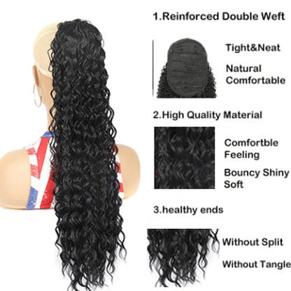 H&STAR 22 Polegadas Longo Sintético Kinky Curly Cordão Rabo de Cavalo Envoltório Rabo de Cavalo Clipe em Extensões de Cabelo para Mulheres