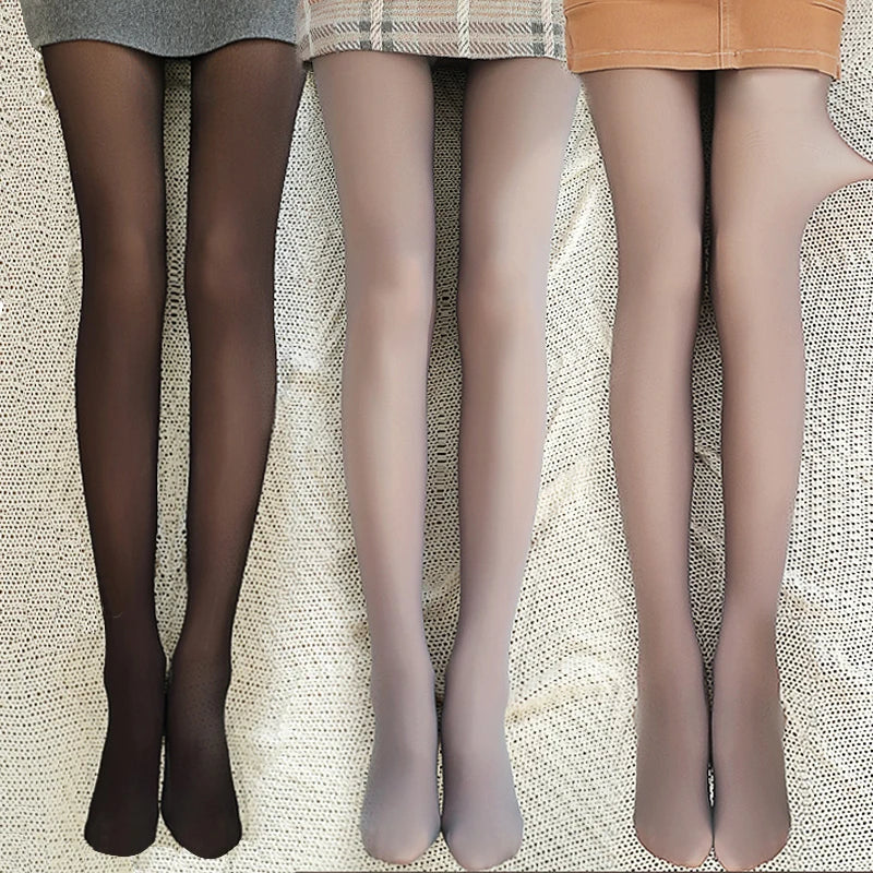Leggings gruesos de talla grande para invierno, cálidos, de forro polar, sexys, elásticos, translúcidos, térmicos, de terciopelo fino 