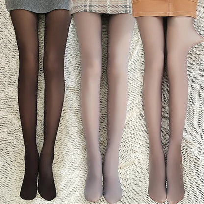 Leggings gruesos de talla grande para invierno, cálidos, de forro polar, sexys, elásticos, translúcidos, térmicos, de terciopelo fino 