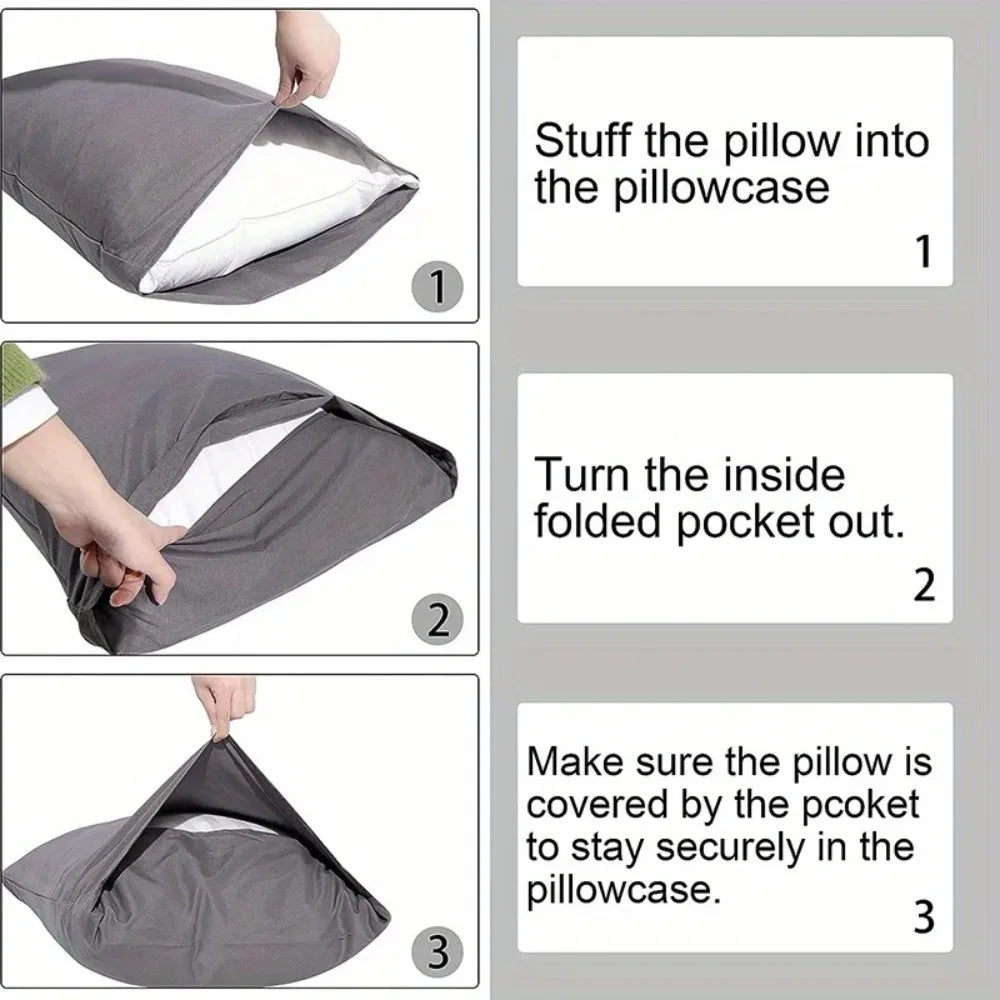 1pc 100% Cotton brushed Color block Pillowcases , Super Soft and Cozy, Wrinkle, Fade, Resistant with Envelope Closure