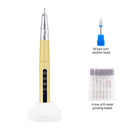 85w Brushless Motor Cordless Nail Drill 35000RPM Electric Handle Pen Drill Pedicure Rechargeable Handpiece Portable Base Charge