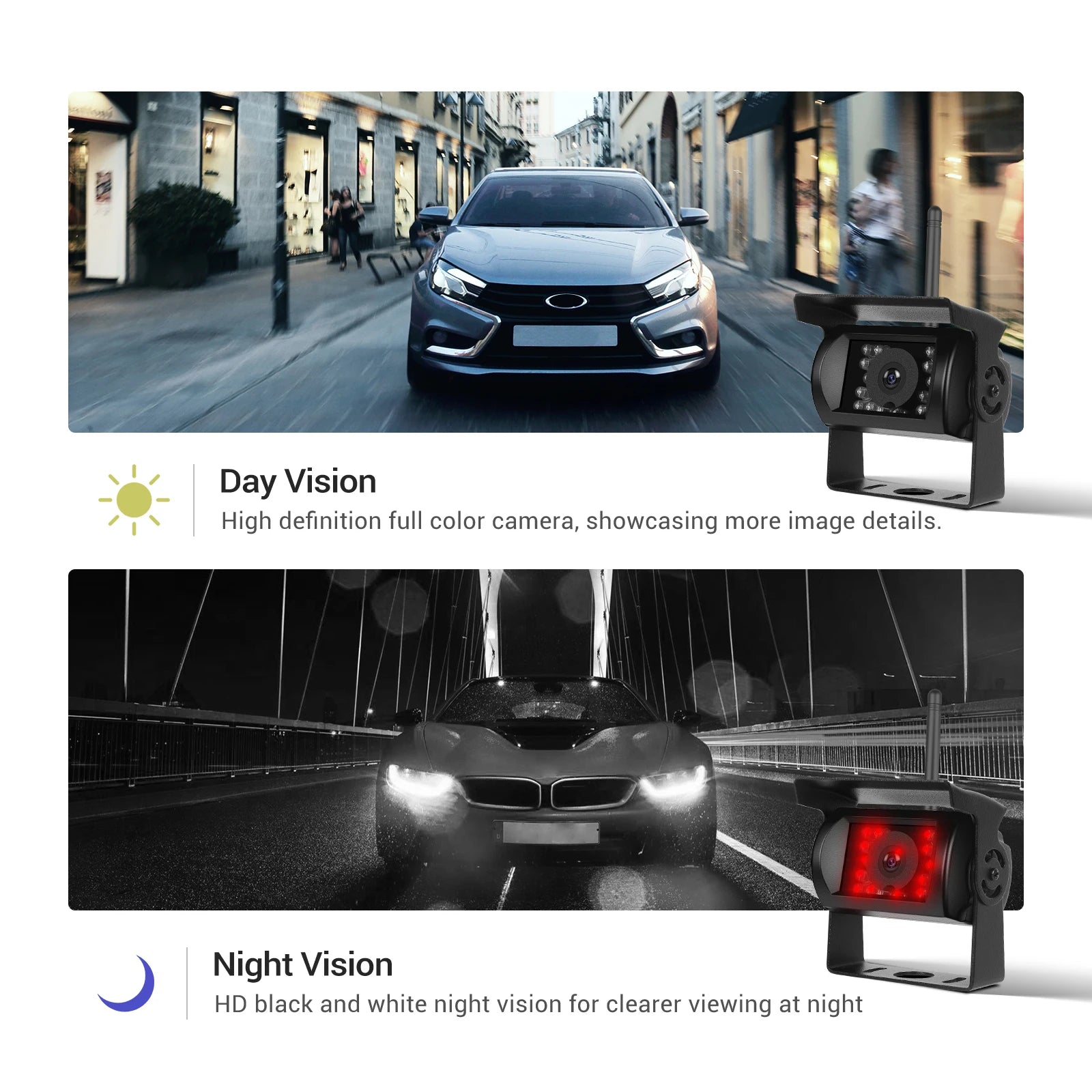 LeeKooLuu Wireless Dual Backup Reversing Cameras and 7" IPS Car Monitor IR Night Vision Rear View Camera for RV Truck Trail Bus
