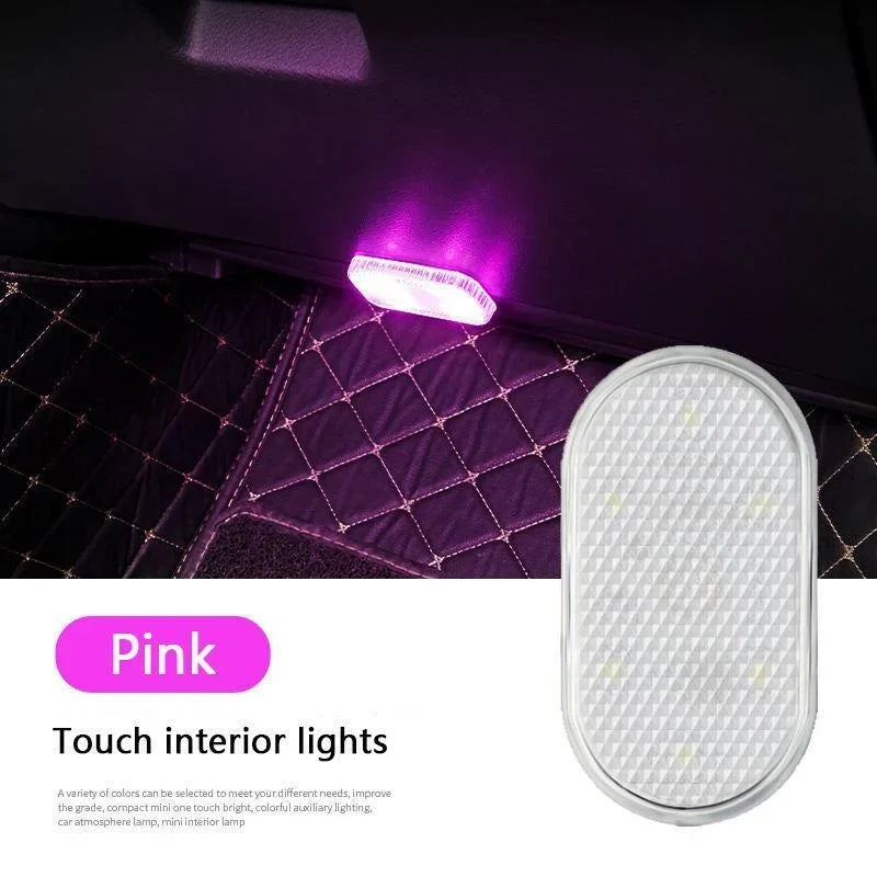 Luces LED inalámbricas para interior de coche, luces LED para interior de coche, luz de neón recargable por USB