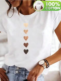100% Cotton T SHIRT Heart Print  Letter Print Women's Fashion T-Shirt Casual Crew Neck Summer Top Tee Grunge