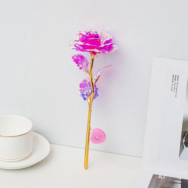 Rosa eterna LED de aluminio, rosas artificiales, decoración para bodas, Navidad y San Valentín. 