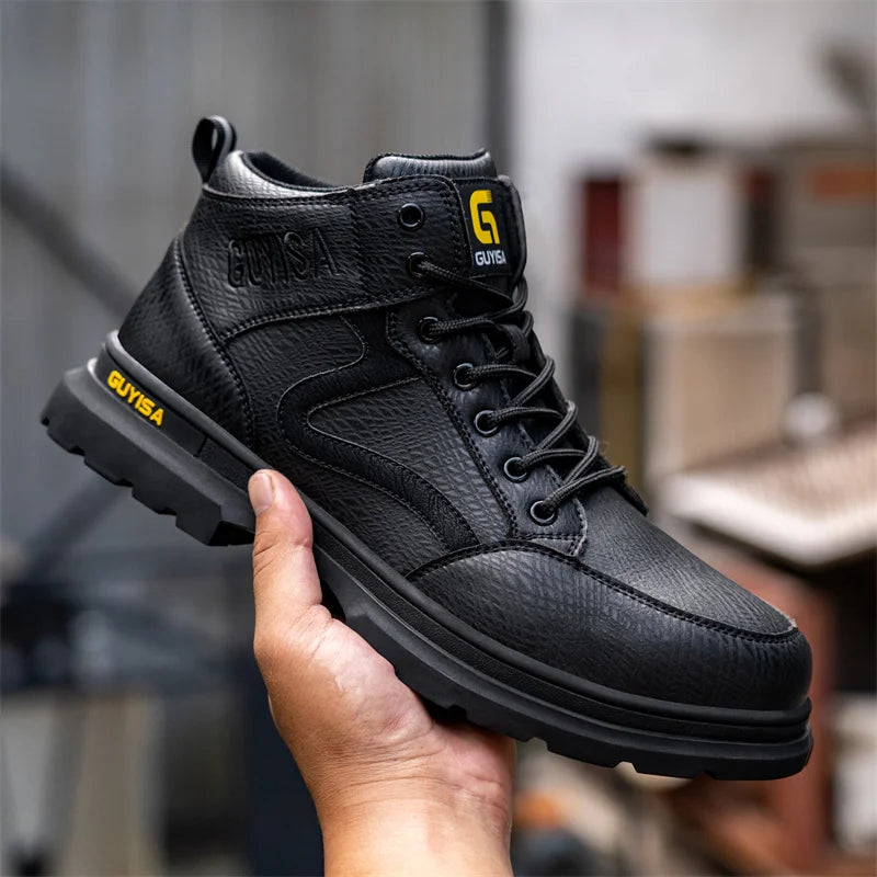 Latest 2023 Waterproof Men Leather Boots Steel Toe Cap Safety Work Shoes Anti Smashing Indestructible Construction Welding Boots