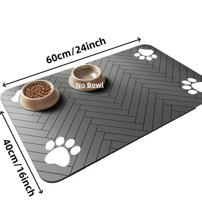 Tapete absorbente para comedero de mascotas, con respaldo de goma impermeable y secado rápido para perros y gatos.