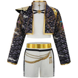 Girls' special occasion costumes Demon Hunter Rumi Girls Hip Hop Set Halloween Role Playing Dress Up Carnival Costume + Necklace