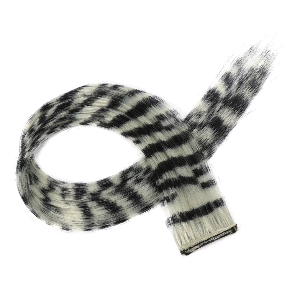 Stripe Printed Clip-in Hair Extensions Colorful Synthetic Hair Highlights 18 Inches Straight Wig Hairpieces for Daily Use Party