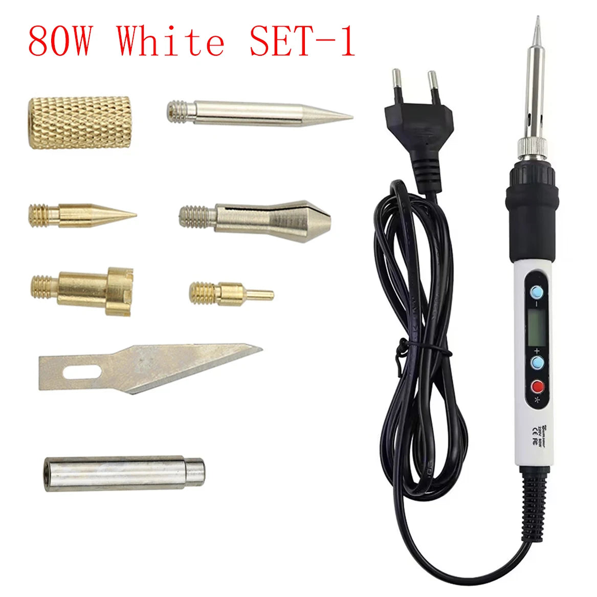 7 in 1 Wood Embossing Burning Carving Pyrography Pen Kit 60W / 80W Adjustable Temperature Soldering Iron Hand Operated Tools Set