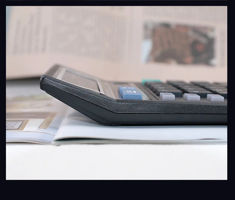 12-Digit LCD Display Calculator Standard Function Calculator with Solar & Battery Dual Power for Home Basic Desktop Office