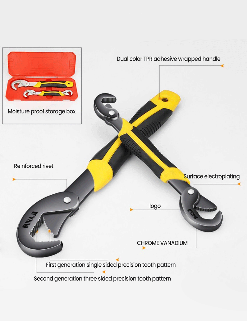 AIRAJ Universal Wrench Multifunctional Opening Wrench Adjustable Ratchet Spanner Hand Repair Tools