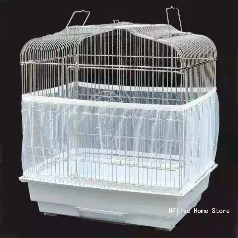Mesh Bird Cage Cover Shell Skirt Net Easy Cleaning Catcher Guard Bird Cage Stretchy Mesh Parrot Bird Cage Net Jaula Para Pajaros