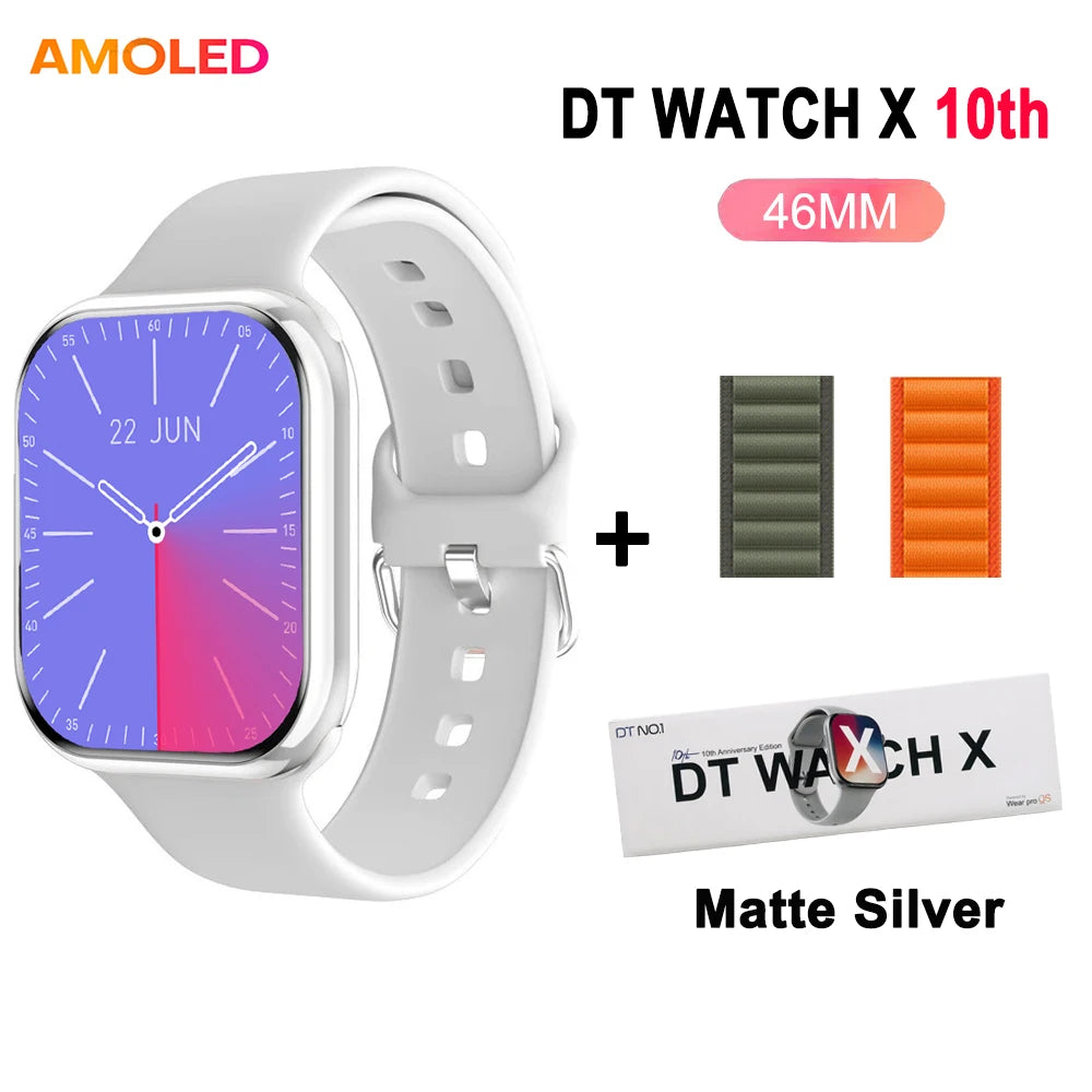DT Watch 10 Smartwatch DT Watch X AMOLED 46mm Screen Video Play Local Music 4GB NFC ChatGPT Compass Smartwatch For Apple Android