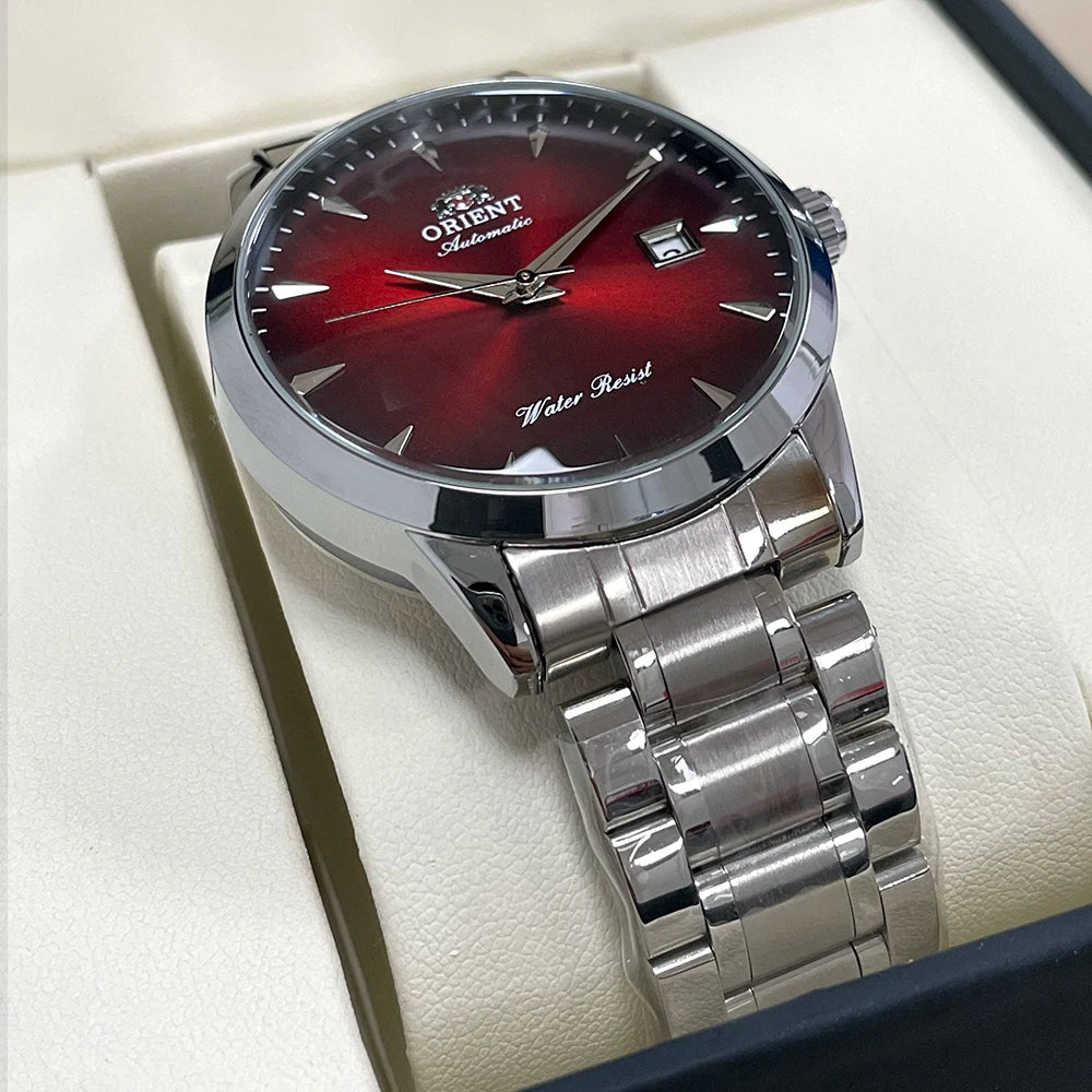 Orient Automatic Men's Watch, Black Dial Stainless Steel Band, Water Resistant Classic Business Wristwatch with Date Display