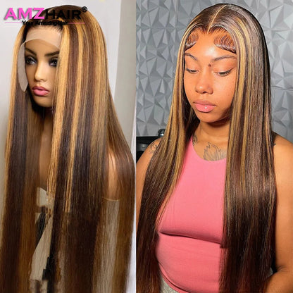 13x4 Hd Highlight Wigs Colored Lace Front Human Hair Wigs For Women Honey Blonde Straight Hd Lace Frontal Wigs Human Hair