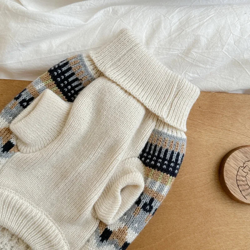 New Dog Black Beige Vintage Sweater for Small Medium Dog Christmas Halloween Day Wear Sweater Pullover