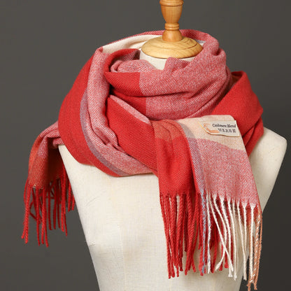 Bufandas de marca de lujo para otoño e invierno, cálidas, tipo pañuelo, de cachemira, a cuadros, con flecos gruesos y grandes, para hombre.